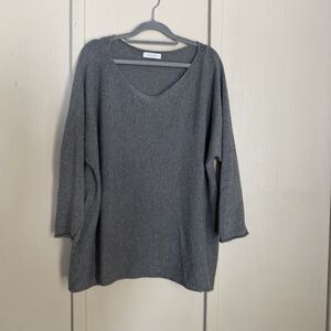 Cobblestone Womens Knit Sweater One Size Gray Minimalist Made In Italy